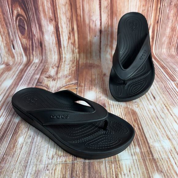 CROCS Shoes - Crocs CLASSIC II Womens Size 9 Black Flip Flop Thong Sandals Shoes Mens Sz 7